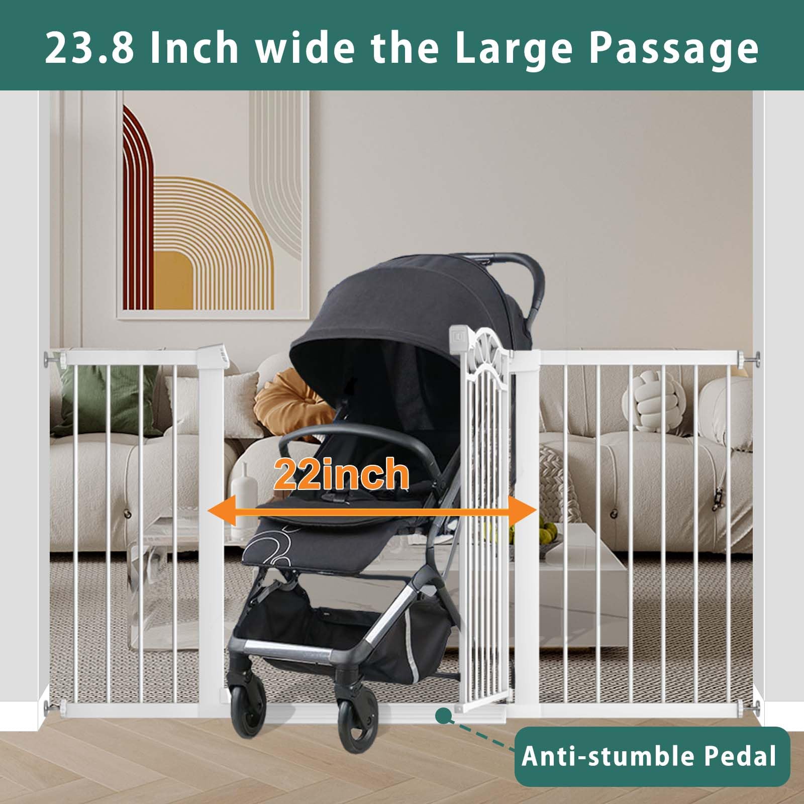 Fairy Baby gate fits doorways, stairs, and open spaces with extensions.