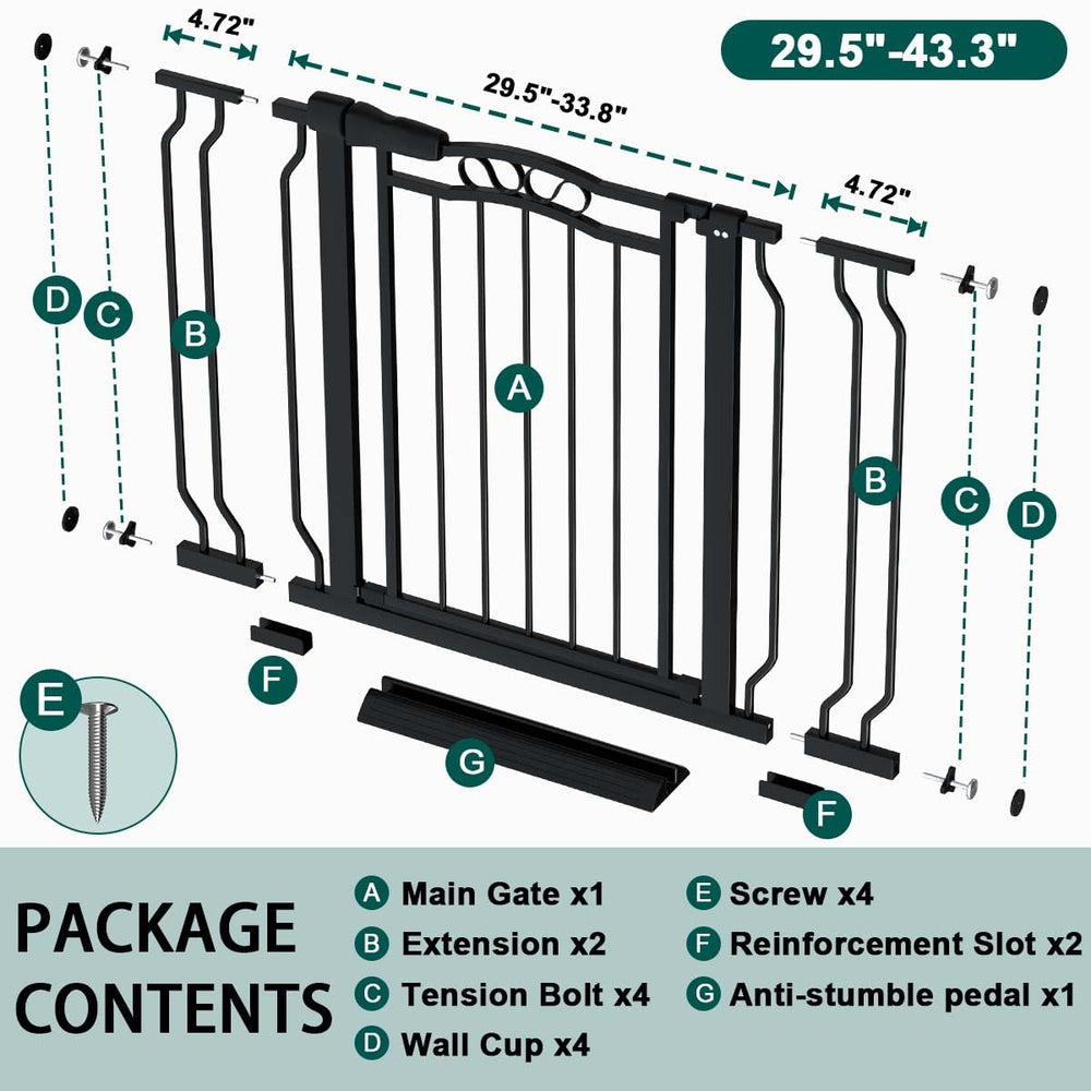 Fairy Baby gate installed on stairs and doorways showing adjustable width