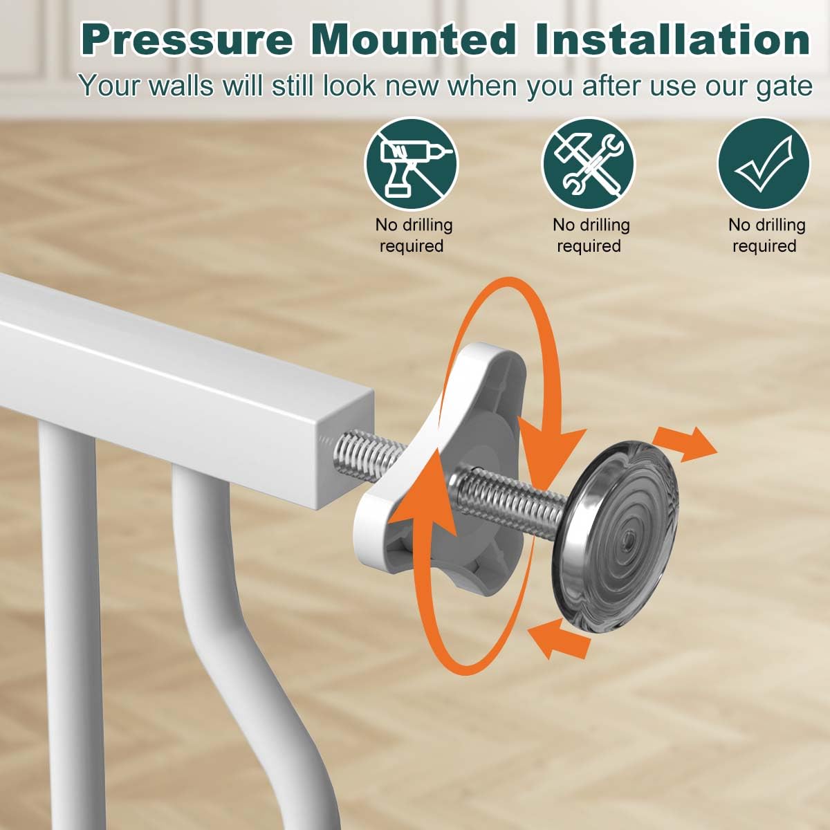 Fairy Baby hardware-mounted-gate adds extra stability on stairs and high-traffic areas.