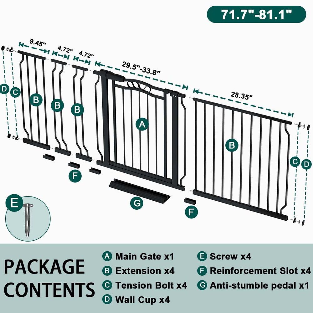 Fairy Baby large pet gate for wide openings contains pets.