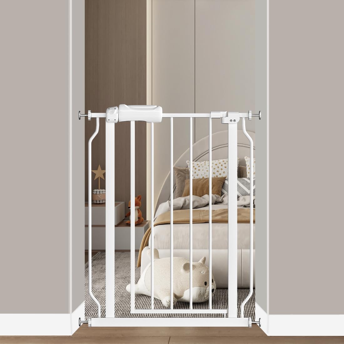 Fairy Baby small narrow gate in doorway with secure latch for safe entry