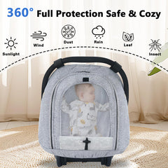 Fairy Baby car seat cover with two zipper openings for easy access
