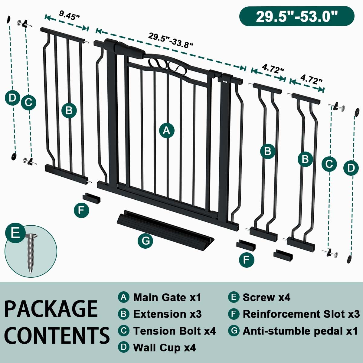 Fairy Baby walk-through black gate, convenient for doorways and busy corridors
