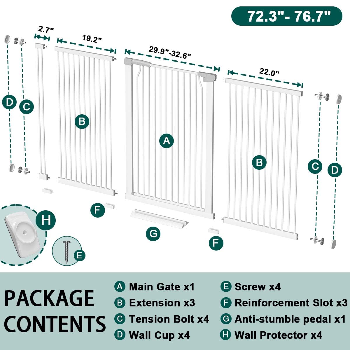 Fairy Baby wide pet gate secures large spaces for kids and pets