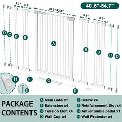 Fairy Baby wide-width adjustment image shows openings from 40.6 to 54.7 inches for versatile spaces.