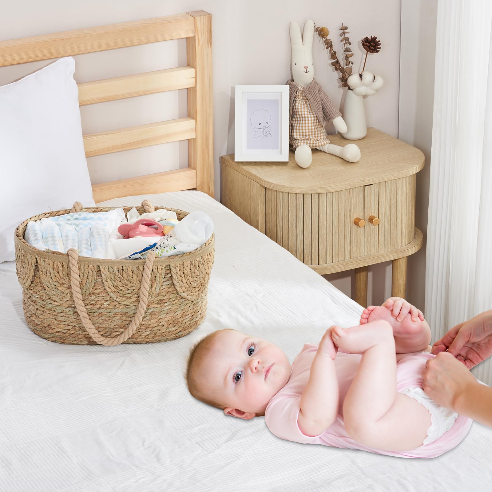 FairyHaus diaper caddy scalloped edge detail adds charming nursery style.