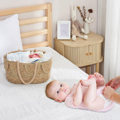 FairyHaus diaper caddy scalloped edge detail adds charming nursery style.