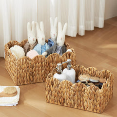 FairyHaus wicker basket 2Pack built-in handles for easy movement.