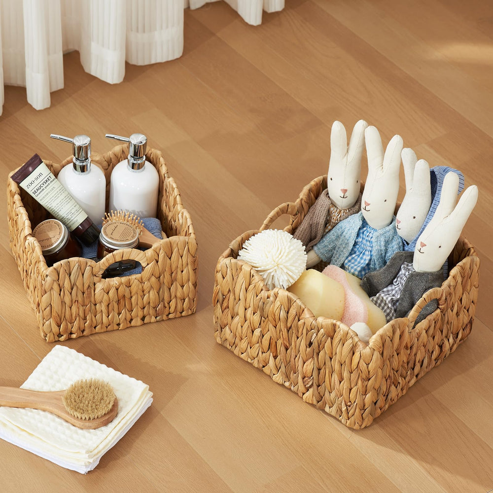 FairyHaus wicker basket 2Pack with handles for easy moving