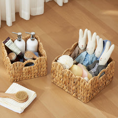 FairyHaus wicker basket 2Pack with handles for easy moving