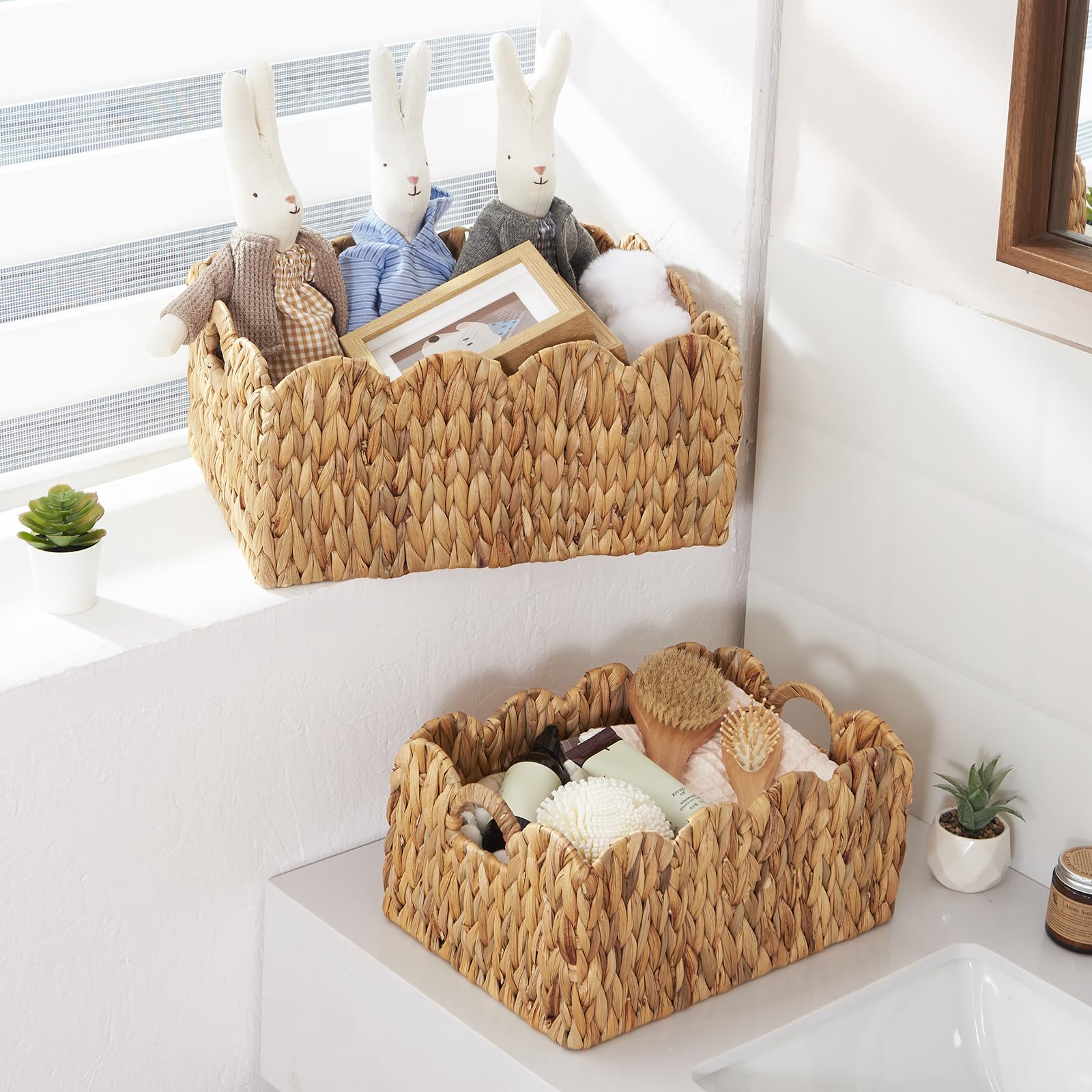 FairyHaus small rectangle basket fits compact shelves neatly.