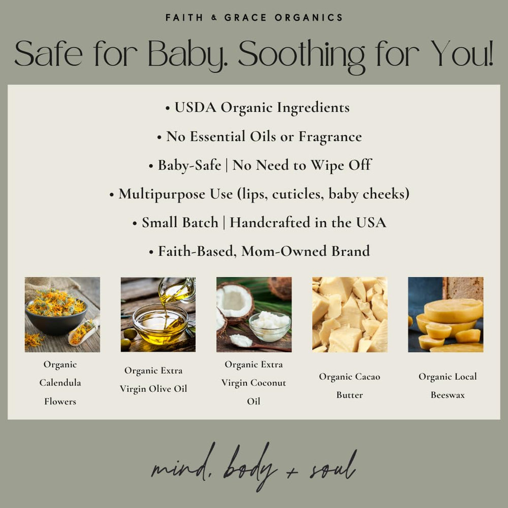 Calendula-infused olive oil from Faith and Grace Organics calms irritated skin