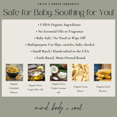 Calendula-infused olive oil from Faith and Grace Organics calms irritated skin