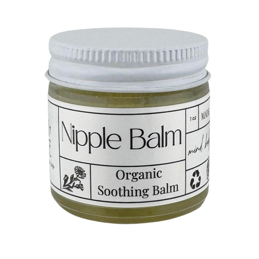 Faith and Grace Organics nipple balm in a 1oz glass jar for nursing comfort