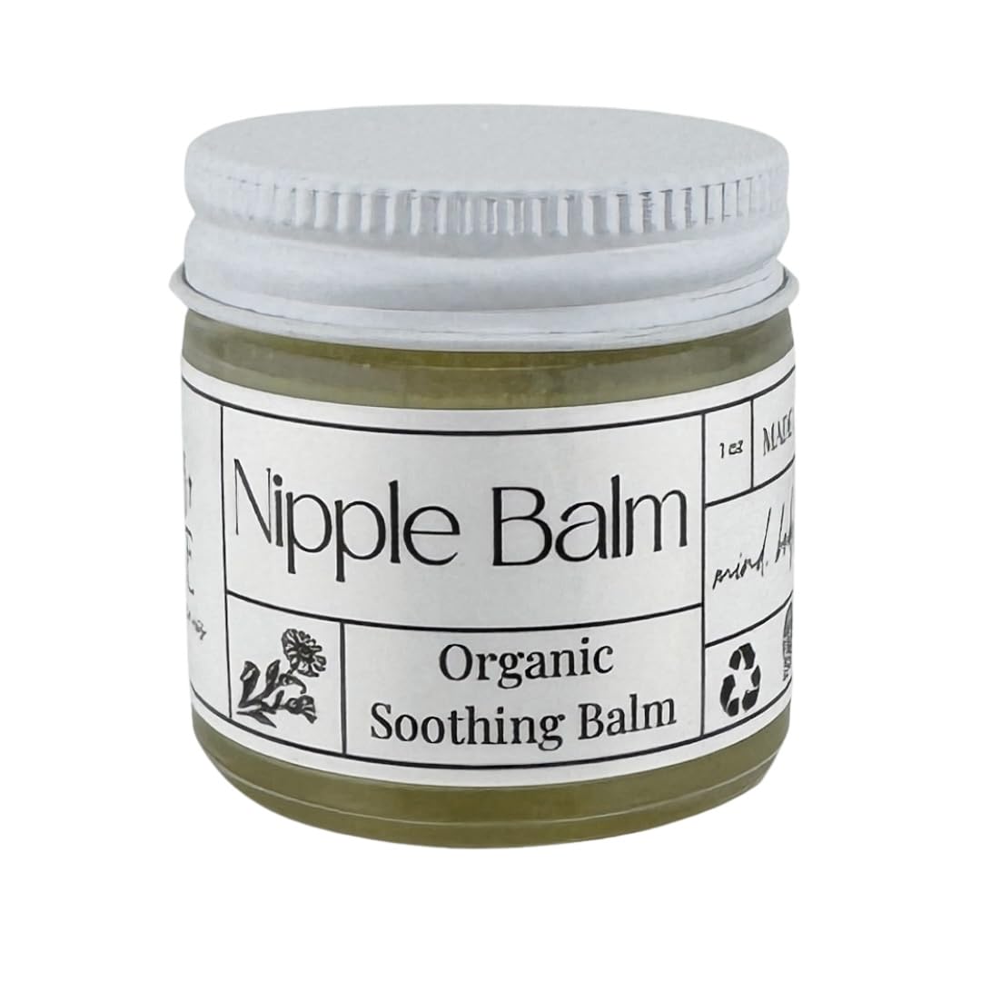Faith and Grace Organics nipple balm in a 1oz glass jar for nursing comfort
