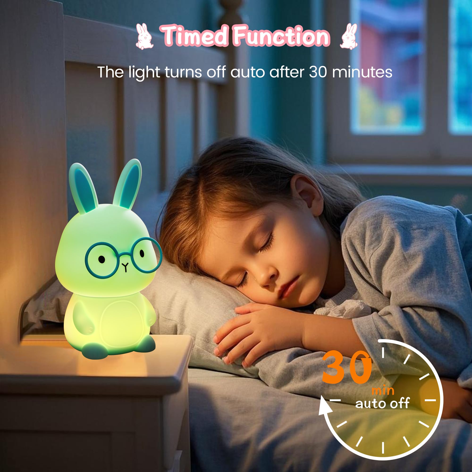 FAMIDUO Bunny Night Light 30-minute timer for convenient sessions