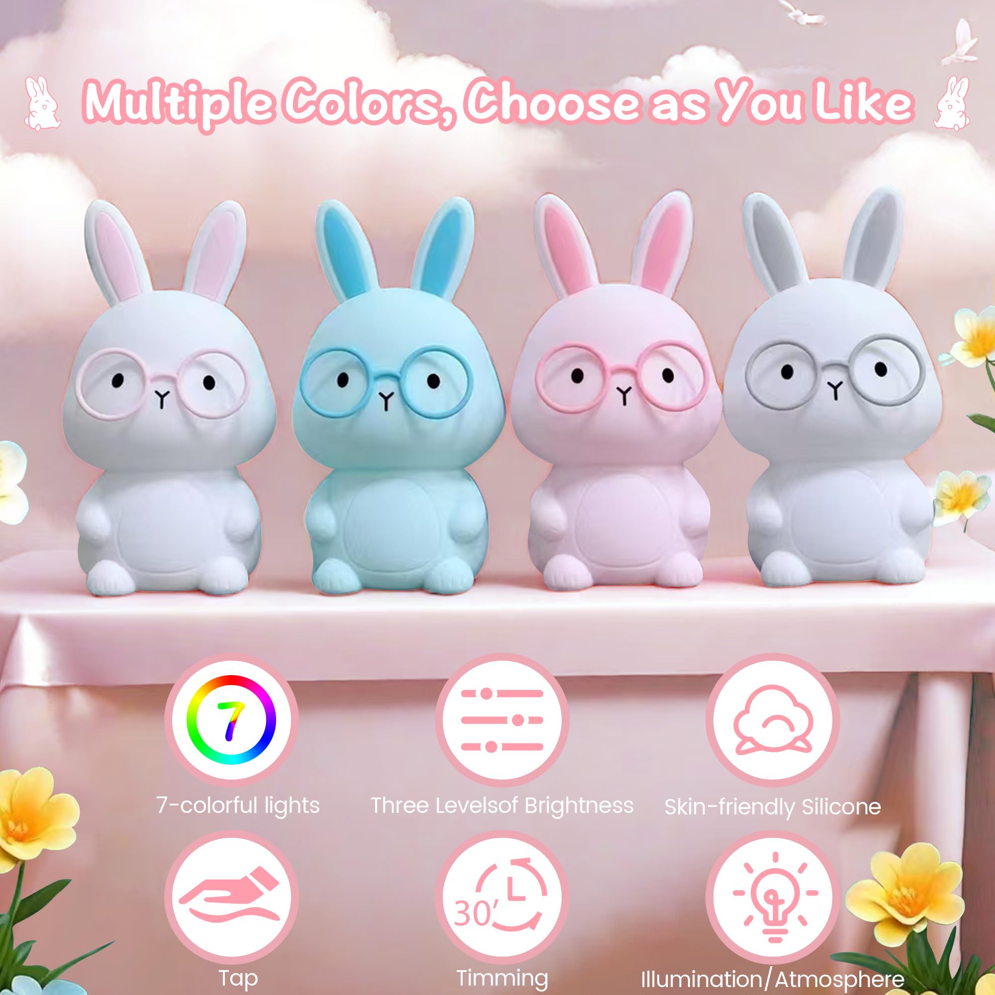 FAMIDUO Bunny Night Light bedside decor for kids and rooms