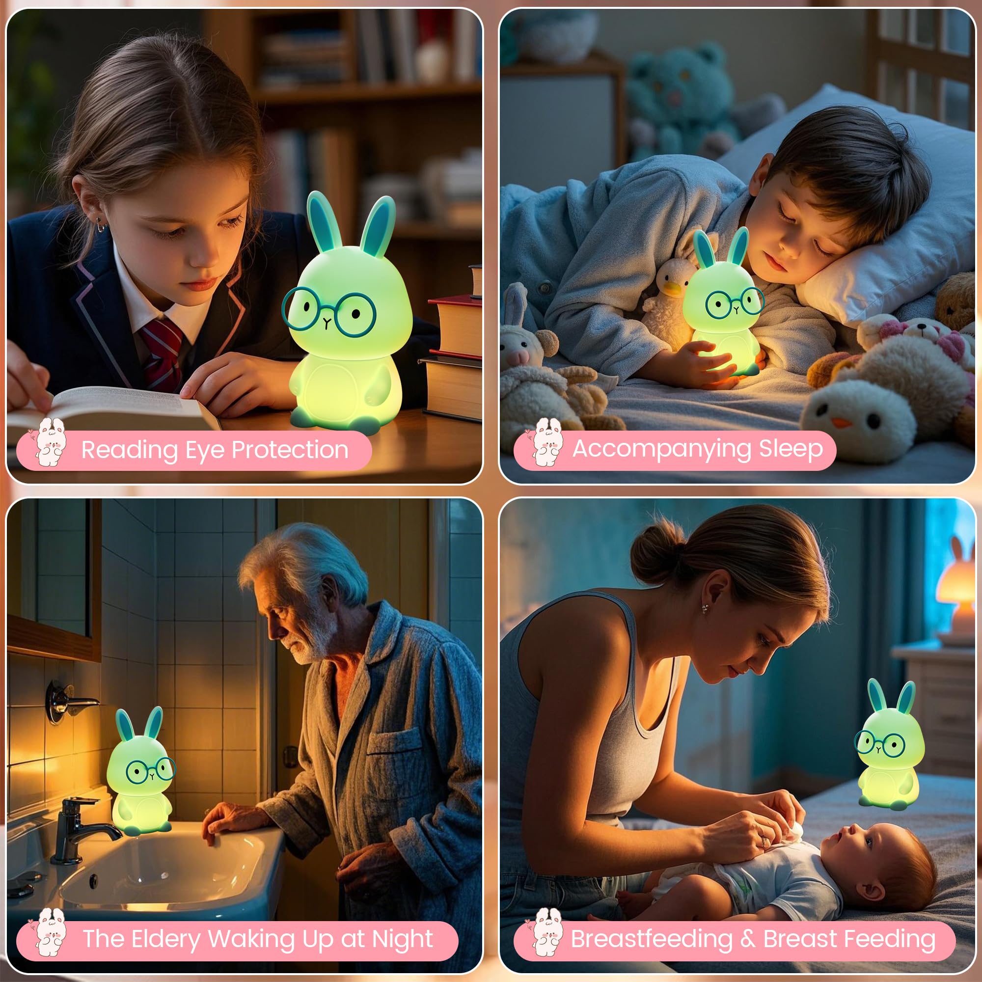 FAMIDUO Bunny Night Light eye-care LED for gentle nights