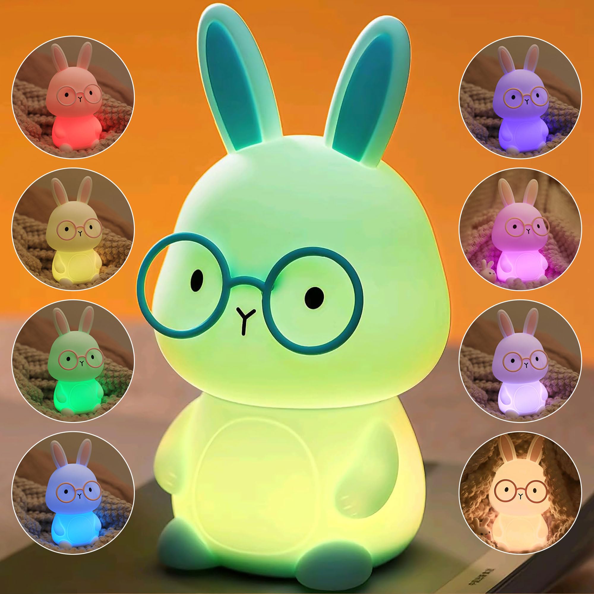 FAMIDUO Bunny Night Light silicone soft material provides a gentle glow for kids at bedtime