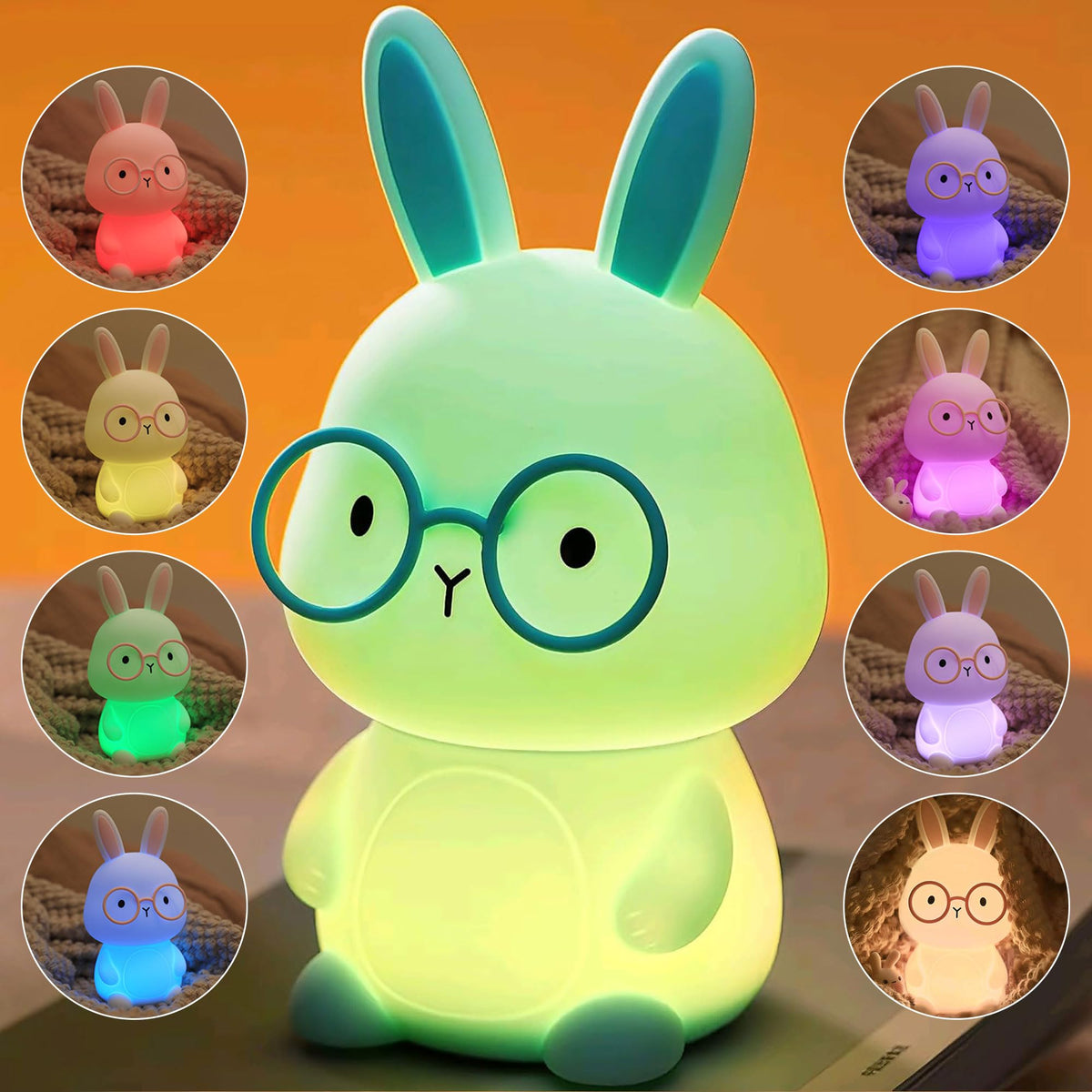 FAMIDUO Bunny Night Light silicone soft material provides a gentle glow for kids at bedtime