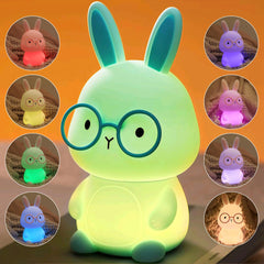 FAMIDUO Bunny Night Light silicone soft material provides a gentle glow for kids at bedtime