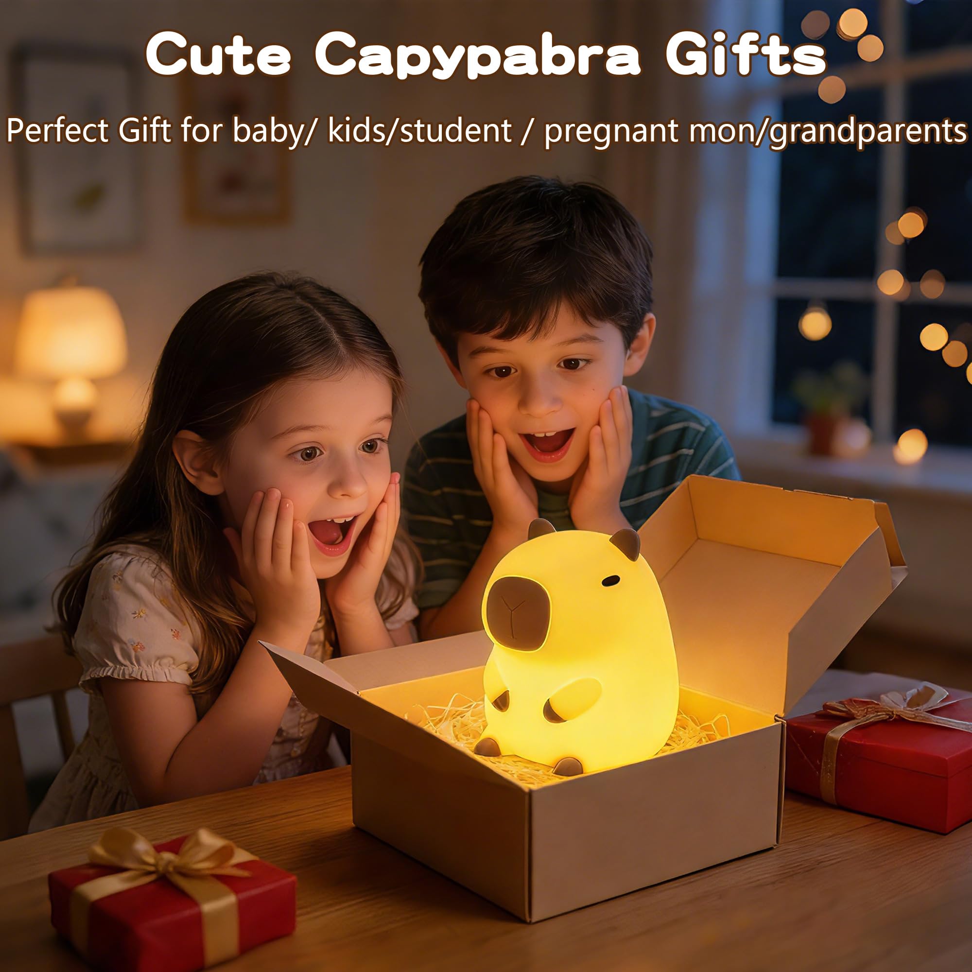 FAMIDUO Capybara night light creates a cozy bedtime scene in a nursery