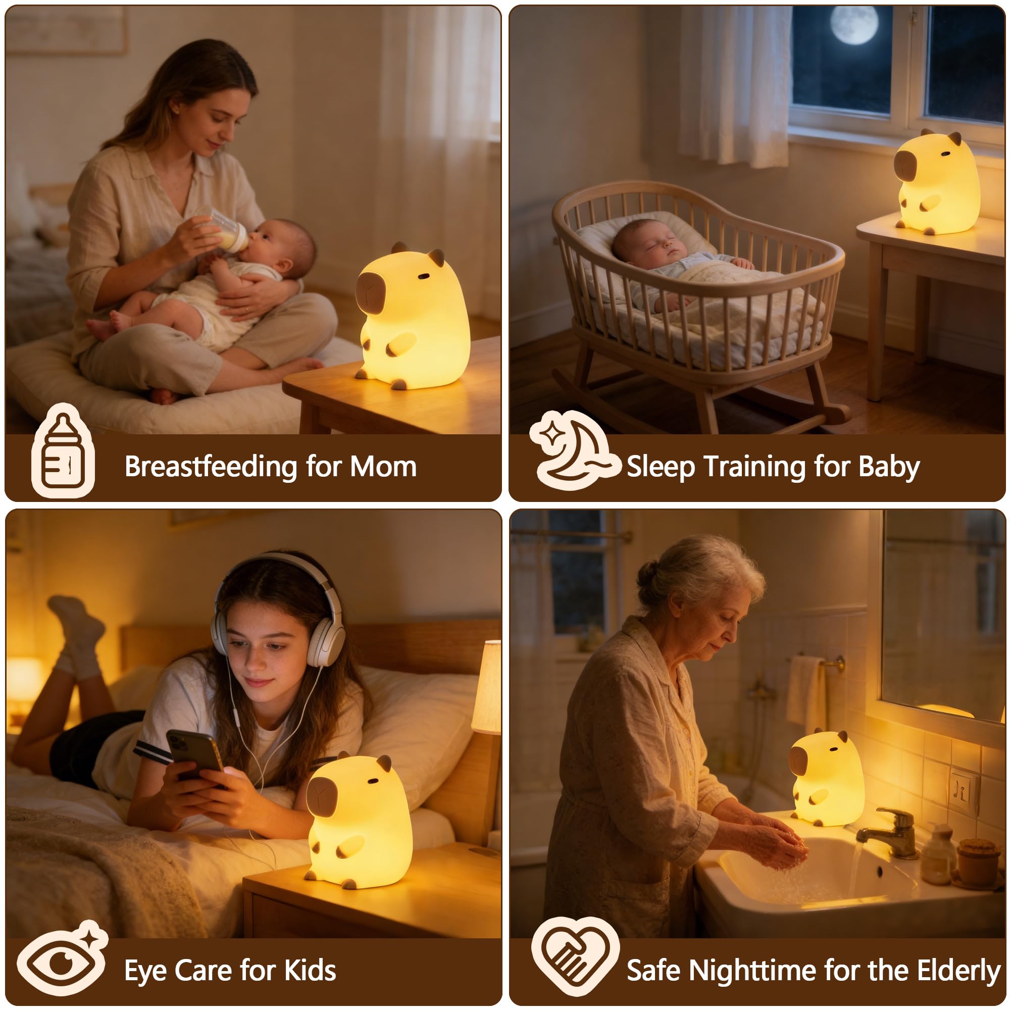 FAMIDUO Capybara night light portable and cord-free for bedside use