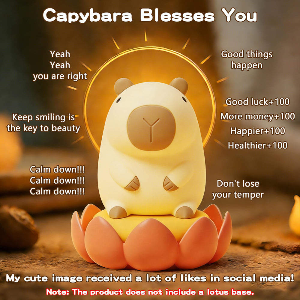 FAMIDUO Capybara silicone lamp close-up shows safe, squishy material and warm glow