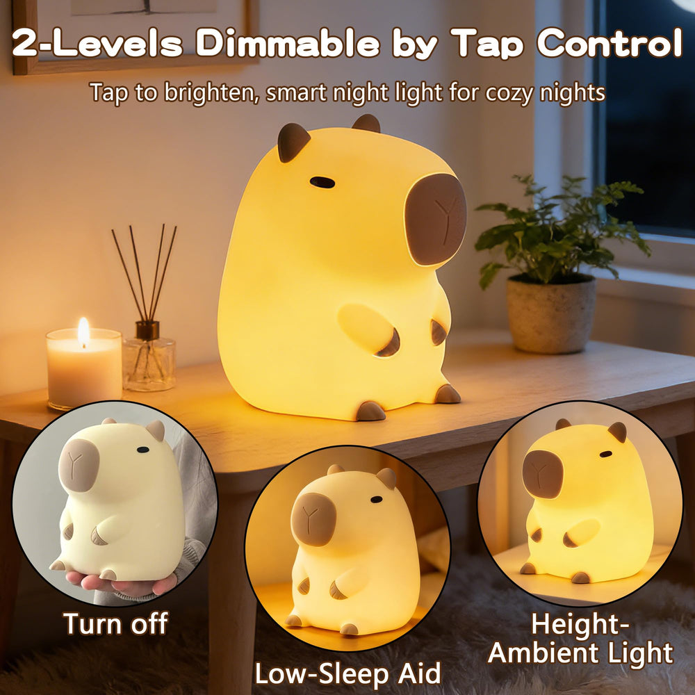 FAMIDUO Capybara night light USB-C rechargeable design for cordless convenience