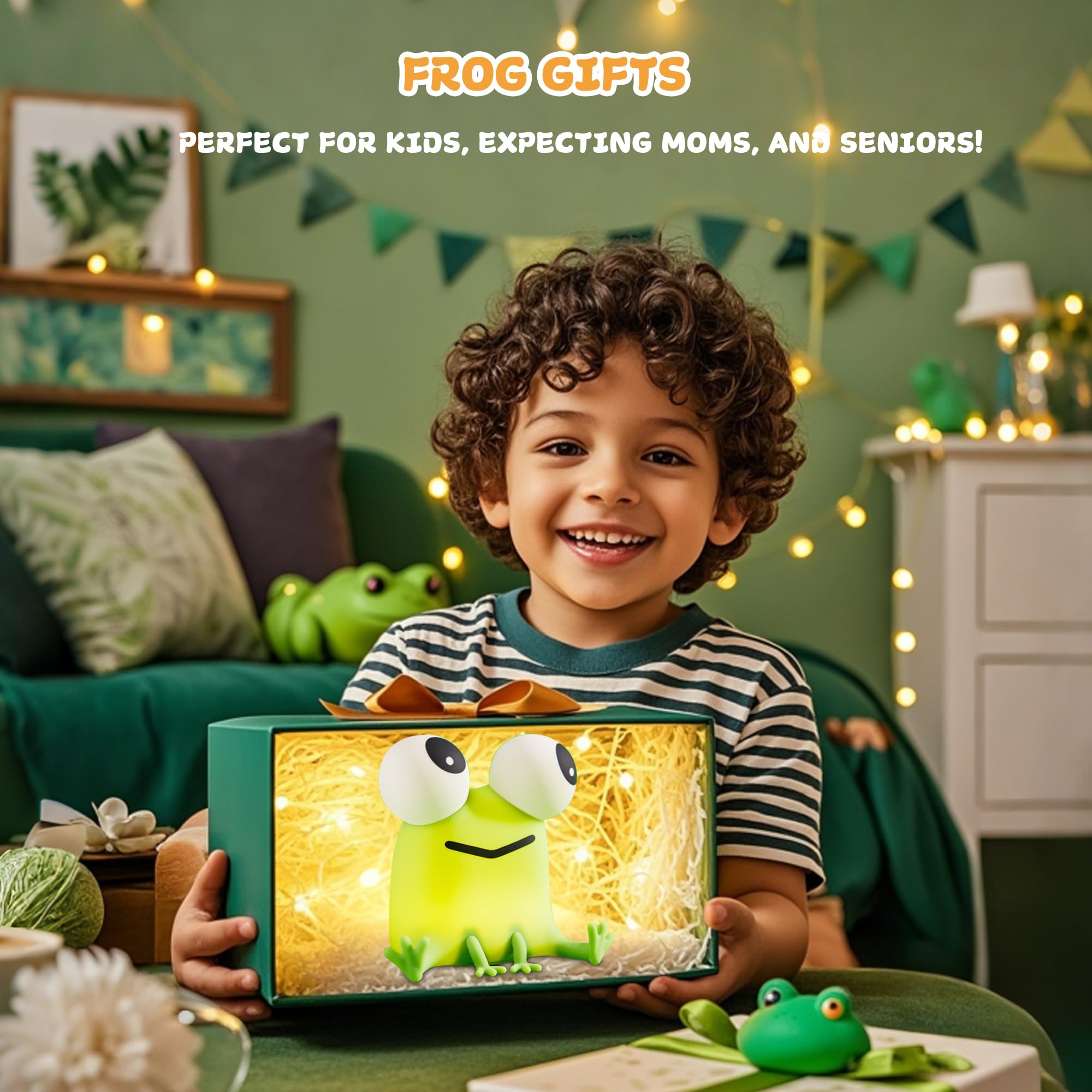FAMIDUO Frog Night Light in a cozy bedroom setting