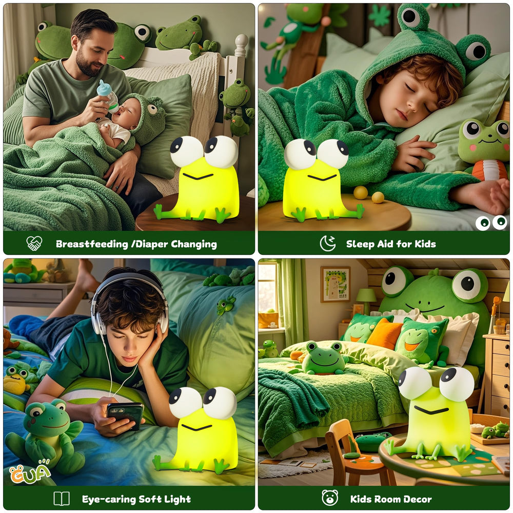 FAMIDUO Frog Night Light on charger for long lasting illumination