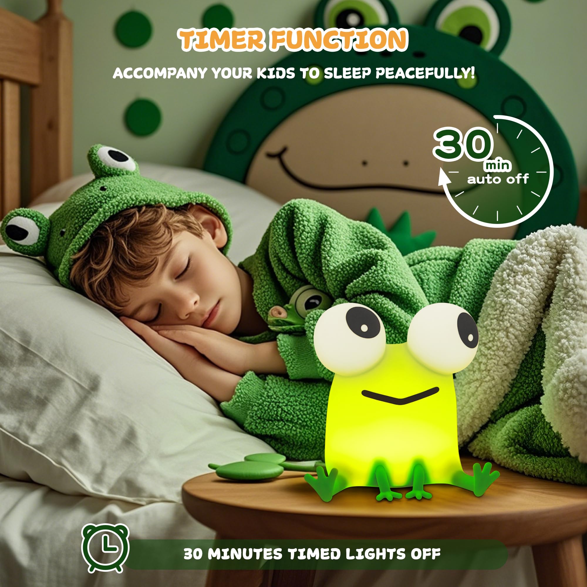 FAMIDUO Frog Night Light dimmed setting for quiet bedtime stories