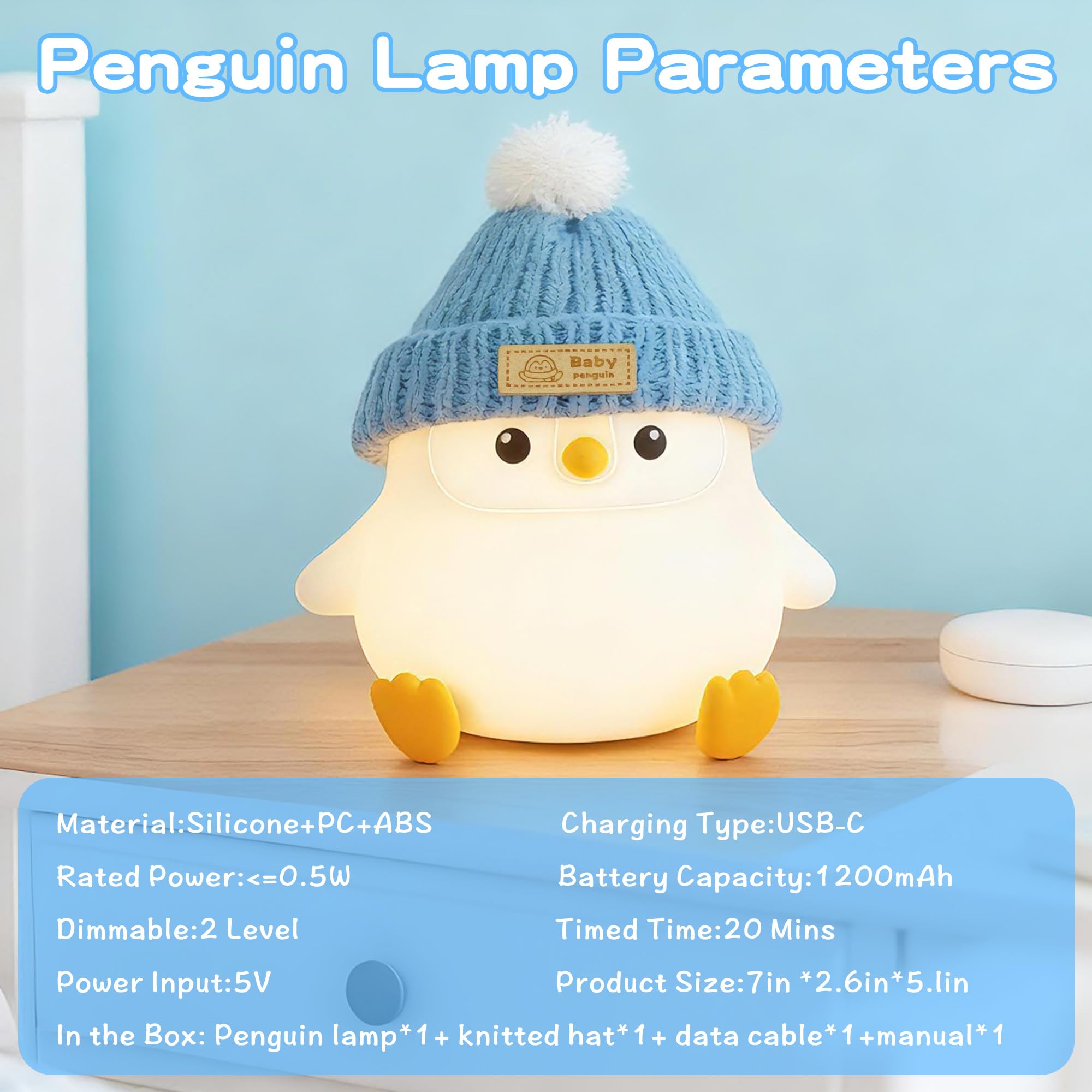 Famiduo penguin lamp packaging, cute gift-ready presentation for nurseries.