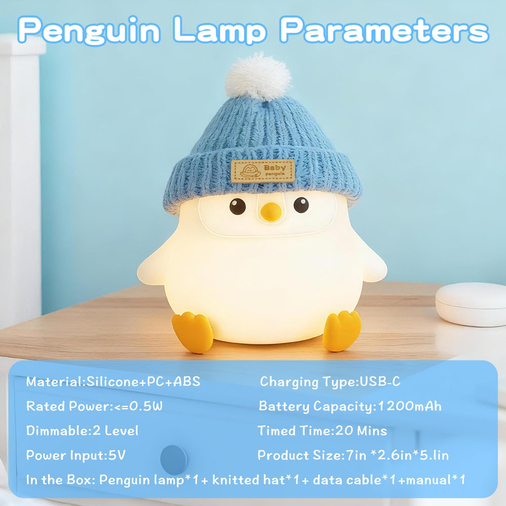 Famiduo penguin lamp packaging, cute gift-ready presentation for nurseries.
