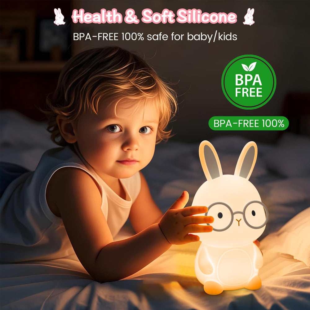 FAMIDUO Bunny Night Light uses non-toxic silicone for safe, squeezable fun.