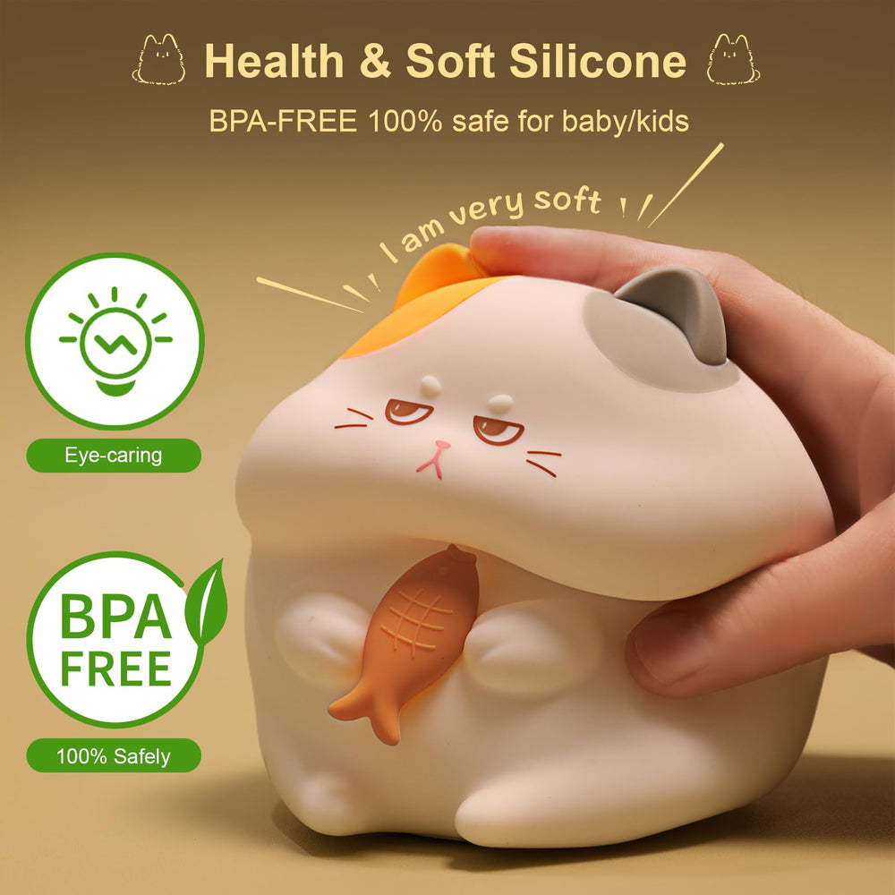 FAMIDUO Greedy Cat Night Light tap control brightness levels for sleep.