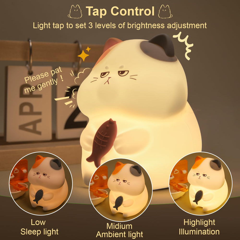 FAMIDUO Greedy Cat Night Light rechargeable USB with 1200mAh battery.