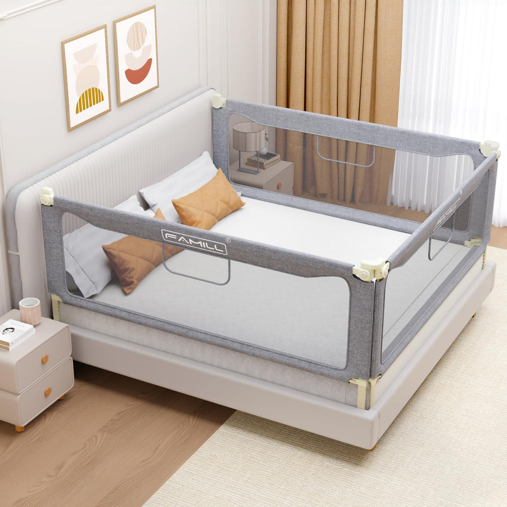 FAMILL bed rail folded-over design for compact storage and quick setup