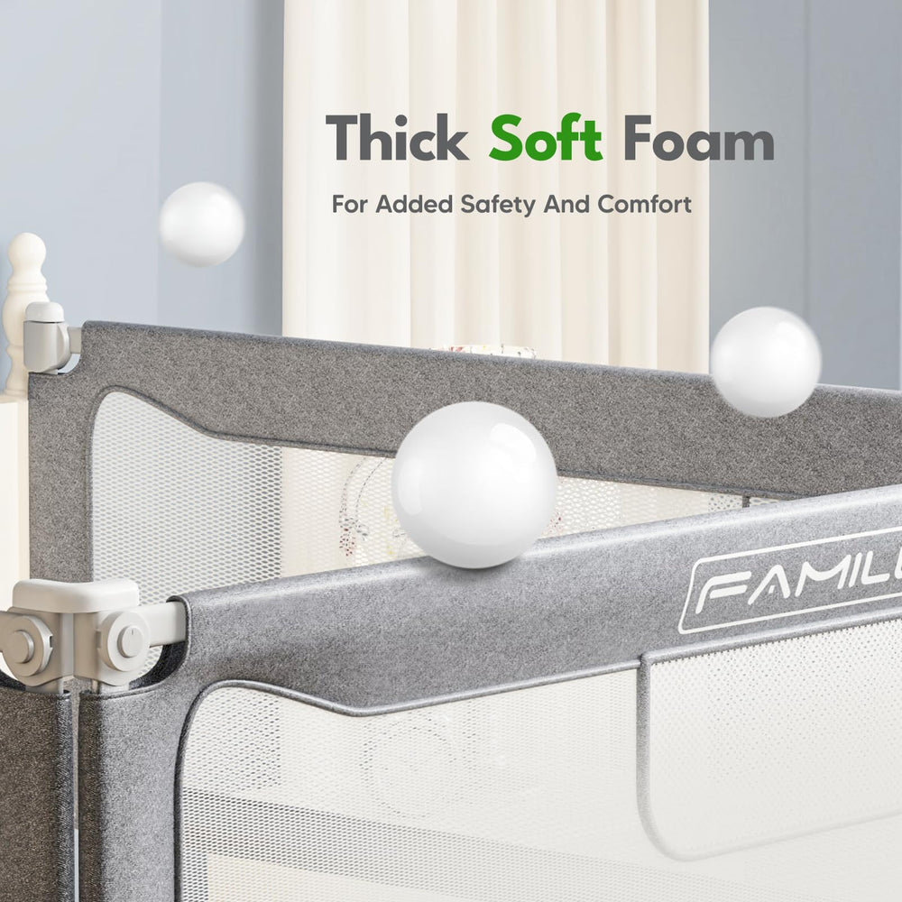 FAMILL breathable-fabric bed rail promotes airflow around sleeping area