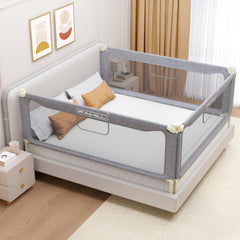 FAMILL bed rail for toddlers with gray base shows sturdy U-shaped support for secure nights.