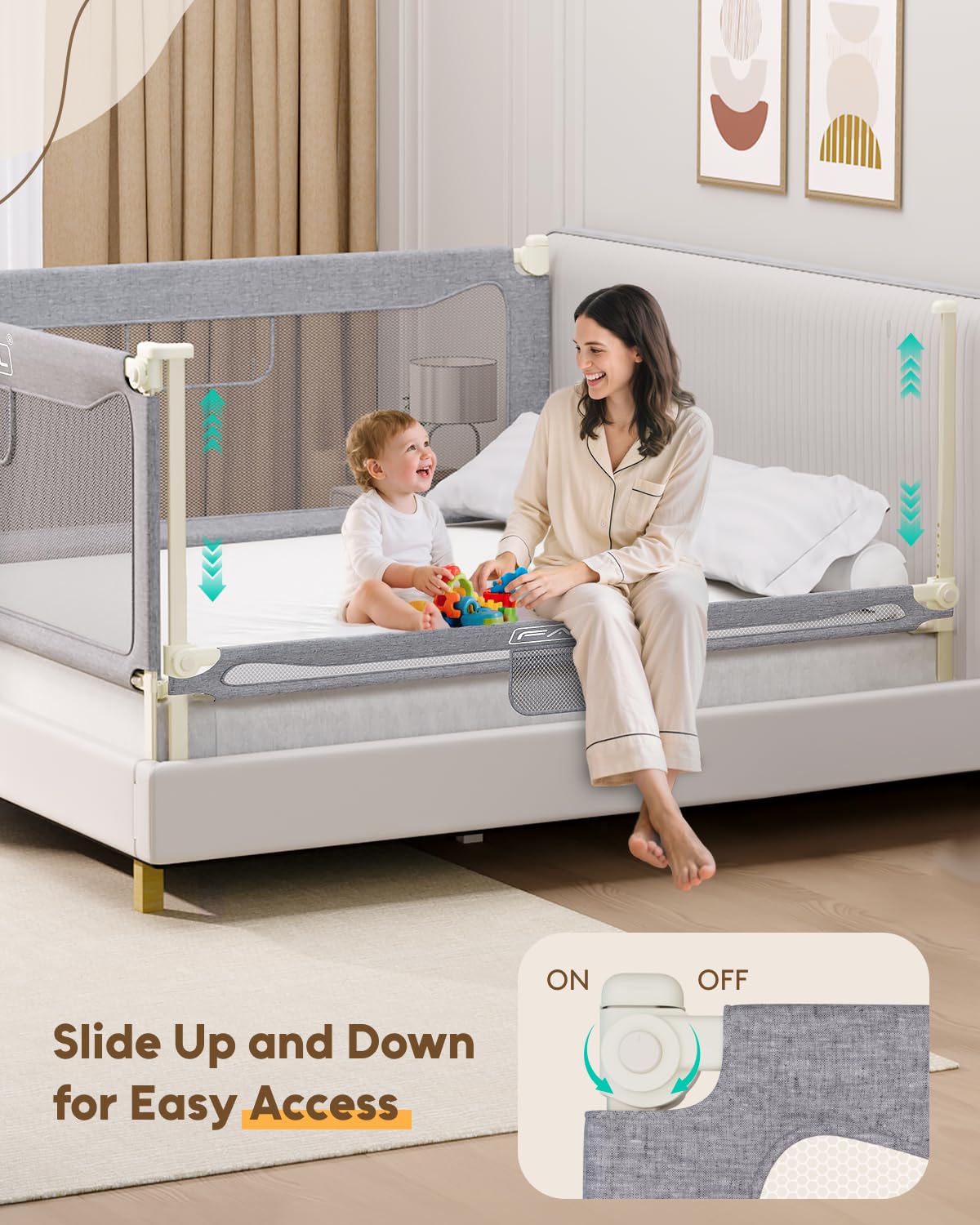 FAMILL bed rail steady-base highlights slip-free design for secure nights.