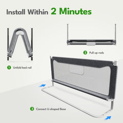 FAMILL bed-rail-u-shaped-base provides stable, gap-free sleep boundary