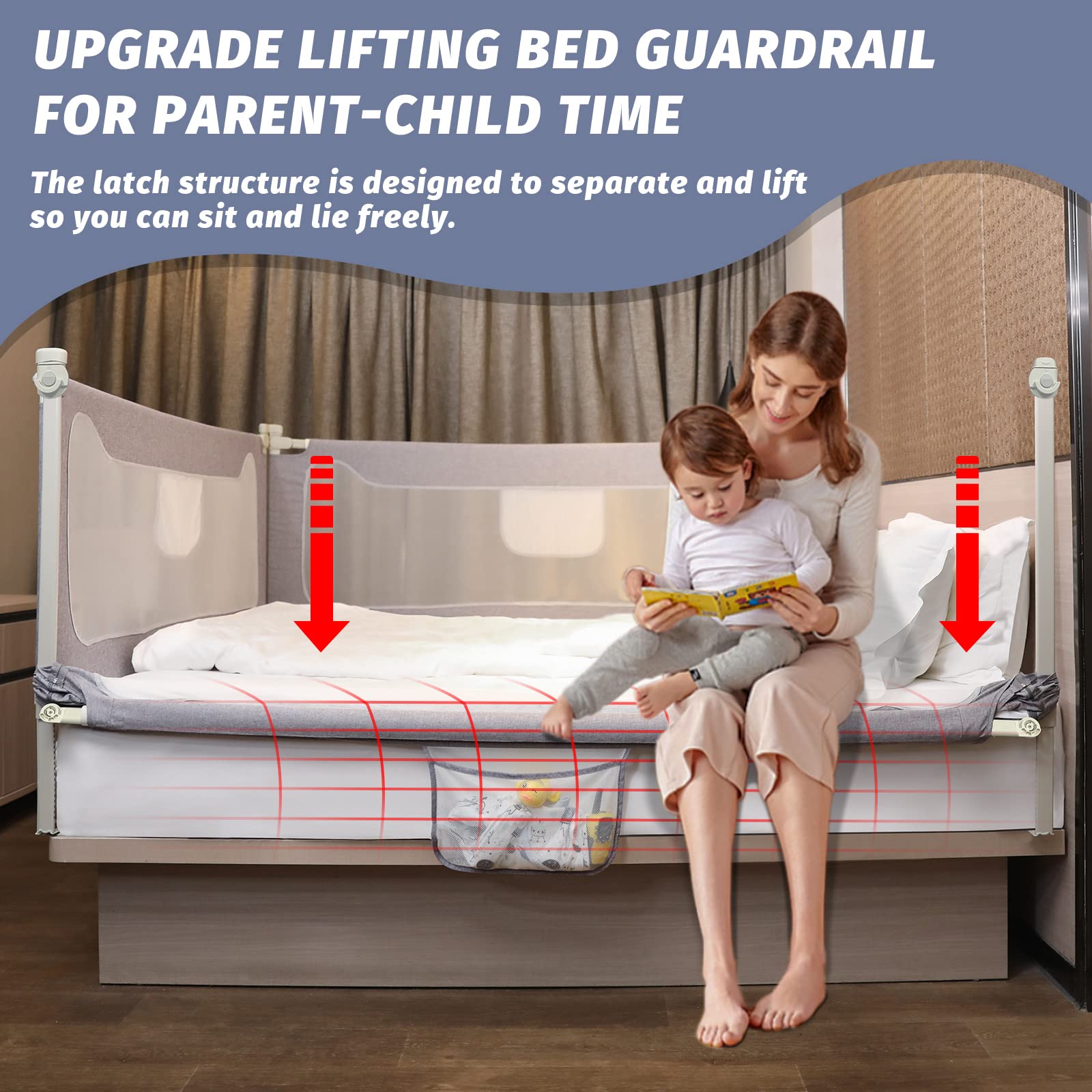 FAMILL twin bed rails adjustable height to fit various mattresses