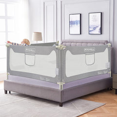 FAMILL twin bed rails grey 54inch base keeps mattress secure for safe toddler sleep