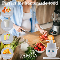 Family Fruits hippo pouch being filled with puree for toddler snacks.