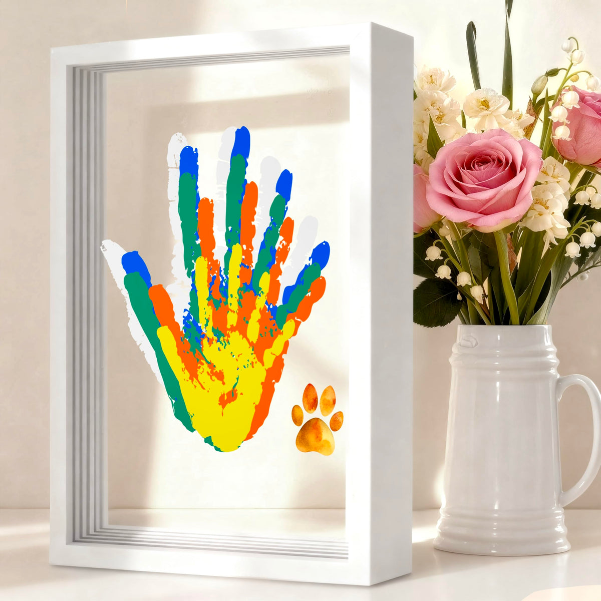 Family Handprint Kit frame display for a timeless keepsake.