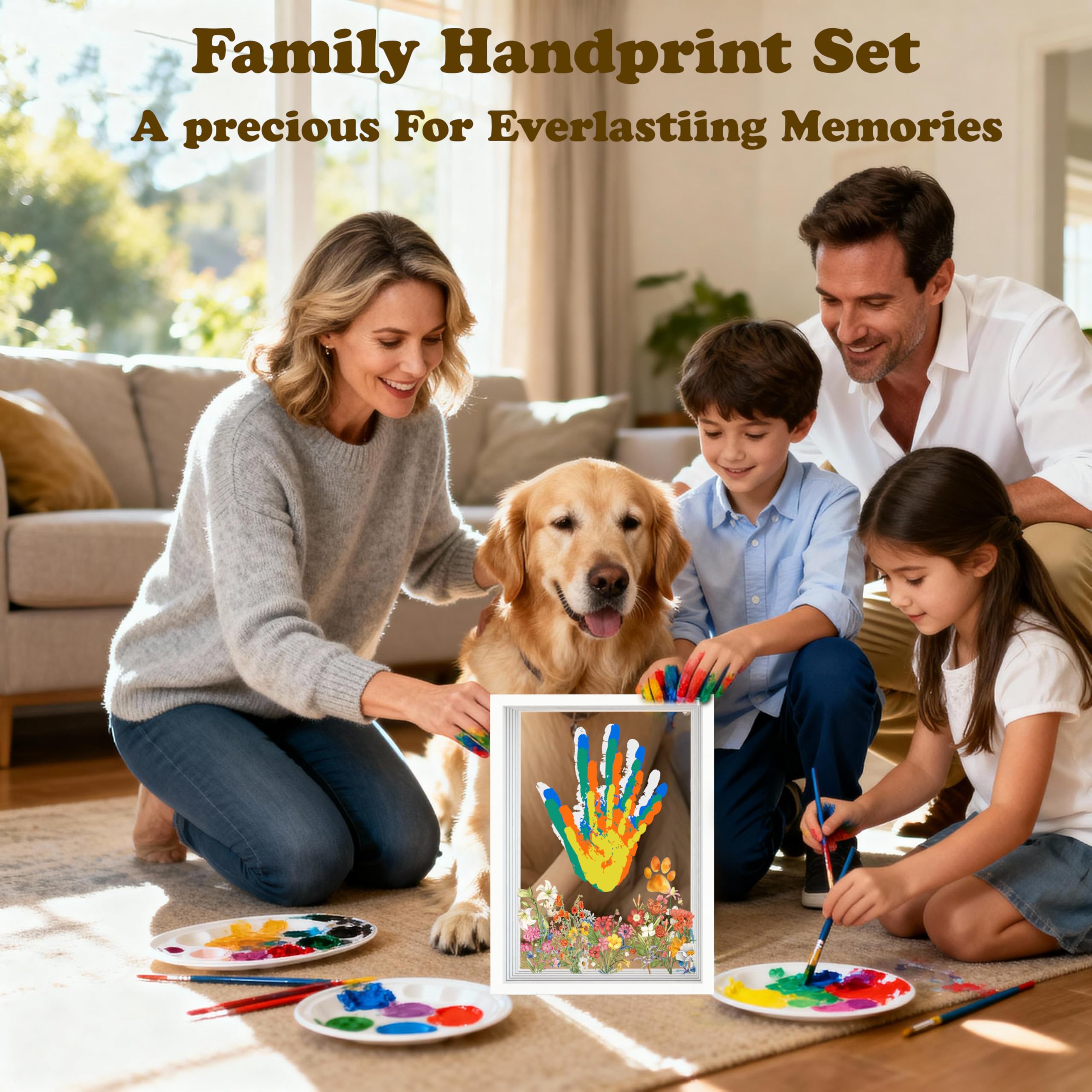 Family Handprint Kit soft-bristle brush for smooth application.