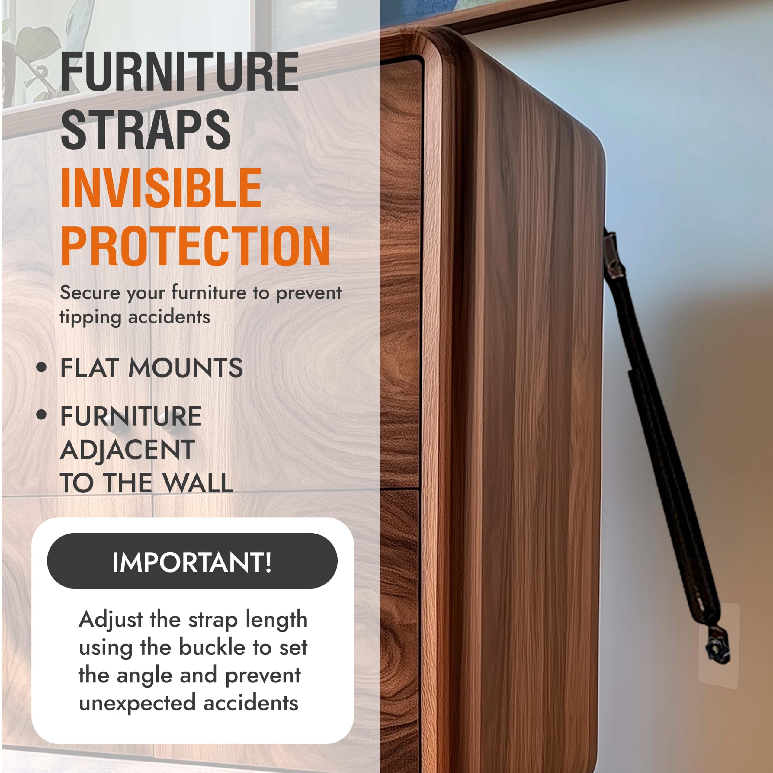 Family Care dresser-wall attachment prevents tipping, protecting curious toddlers at home.