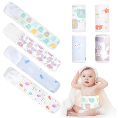 FAMJOALE cartoon baby belly band 4pack with soft cotton for gentle warmth.