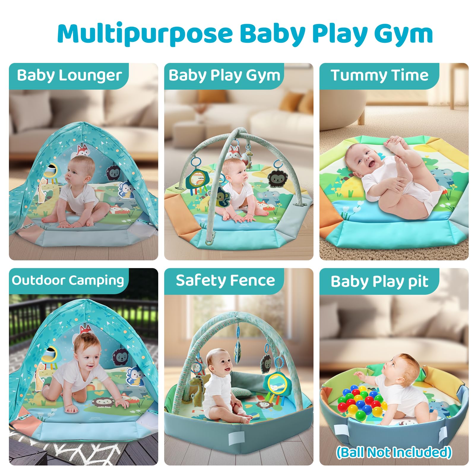 FAMOPLAY 5 detachable toys engage baby's senses and motor skills during playtime